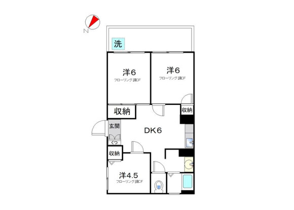 3DK Apartment to Rent in Shinjuku-ku Floorplan