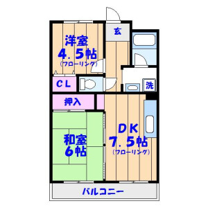 2DK Mansion in Koya - Ichikawa-shi Floorplan