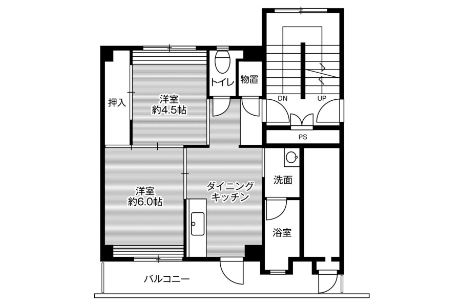 2DK Apartment to Rent in Tottori-shi Floorplan