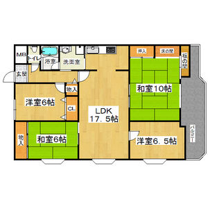 4LDK Mansion in Omiyacho - Nara-shi Floorplan