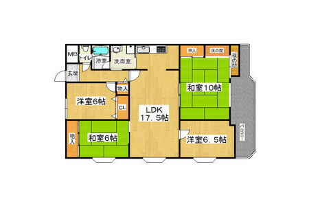 4LDK Apartment to Rent in Nara-shi Floorplan