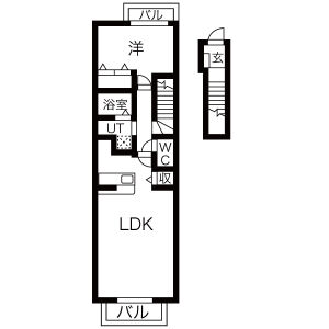 1LDK Apartment in Sugo - Gifu-shi Floorplan