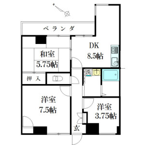 3DK Mansion in Kumagawa - Fussa-shi Floorplan