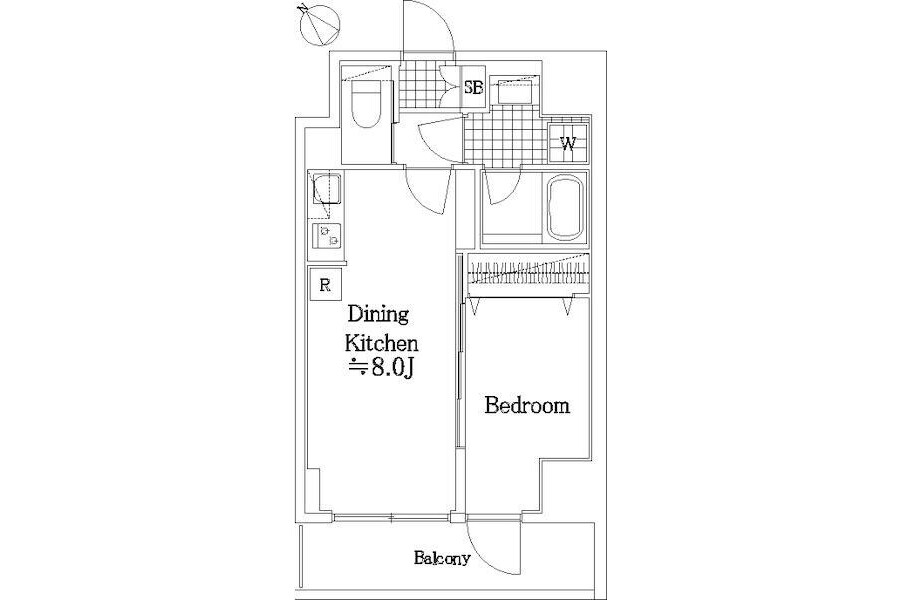 1LDK Apartment to Rent in Yokohama-shi Naka-ku Floorplan