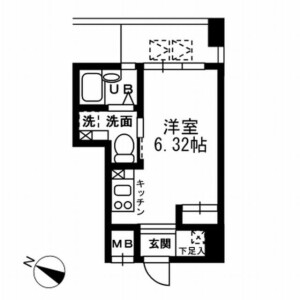 1R Mansion in Nihombashihoncho - Chuo-ku Floorplan