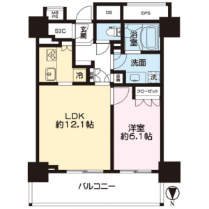 1LDK Mansion in Yotsuya - Shinjuku-ku Floorplan