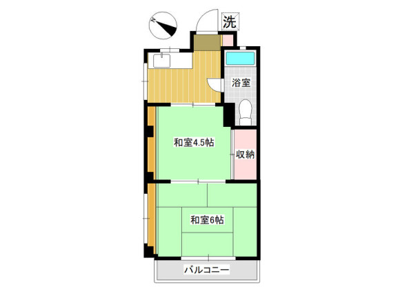 2K Apartment to Rent in Adachi-ku Floorplan