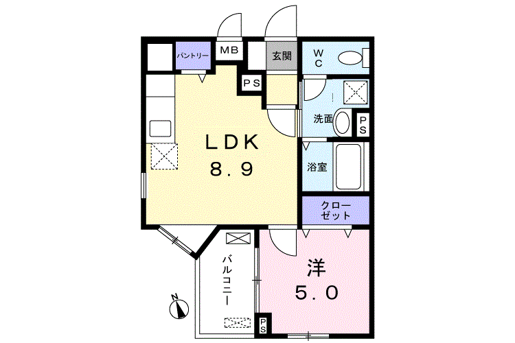 1LDK Apartment to Rent in Nakano-ku Floorplan