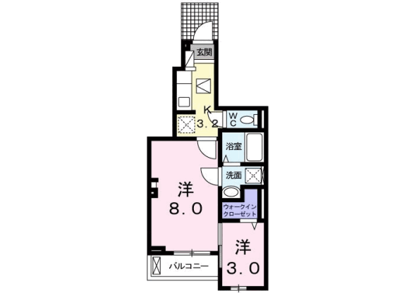 1SK Apartment to Rent in Machida-shi Floorplan