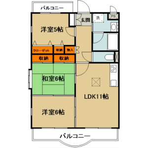 3LDK Apartment in Kamino - Kumagaya-shi Floorplan