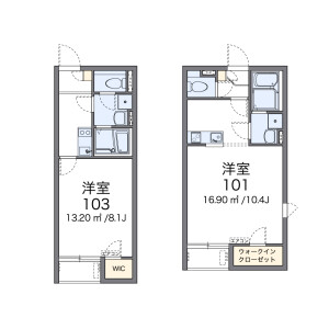 1K Apartment in Kamikoshien - Nishinomiya-shi Floorplan