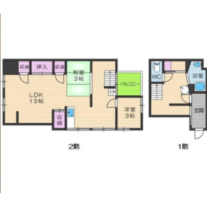 2LDK Apartment in Hayashiji - Osaka-shi Ikuno-ku Floorplan