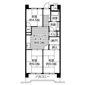 3DK Mansion in Minatojima - Kobe-shi Chuo-ku Floorplan