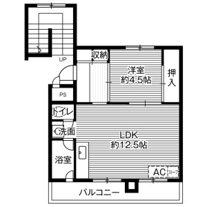 1LDK Mansion in Tomioka 1-jo - Sapporo-shi Teine-ku Floorplan