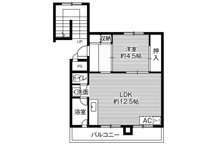 1LDK Apartment to Rent in Iwamizawa-shi Floorplan