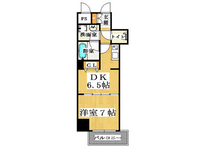 1DK Apartment to Rent in Osaka-shi Naniwa-ku Floorplan