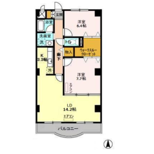 2LDK Mansion in Horinochi - Ichikawa-shi Floorplan