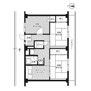 3DK Mansion in Kasuga higashimachi - Hirakata-shi Floorplan