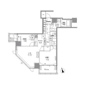 2LDK Mansion in Nishigotanda - Shinagawa-ku Floorplan