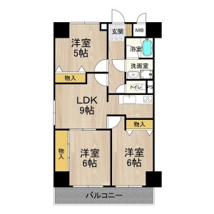 3LDK Mansion in Shinkitajima - Osaka-shi Suminoe-ku Floorplan