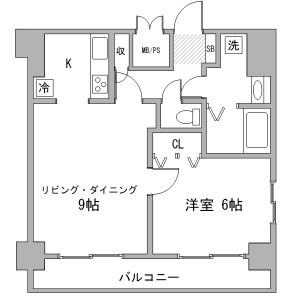 1LDK Mansion in Nihombashihakozakicho - Chuo-ku Floorplan