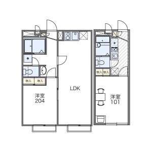 1LDK Apartment in Shinzaku - Matsudo-shi Floorplan