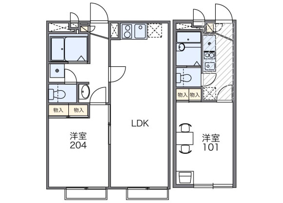 1LDK Apartment to Rent in Matsudo-shi Floorplan