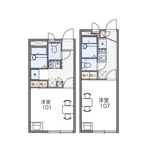 1K Apartment in Minetaka - Hatsukaichi-shi Floorplan