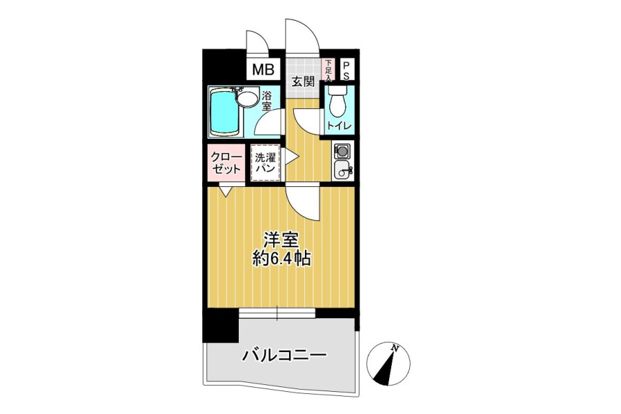 福岡市中央區出售中的1K公寓大廈房地產 房屋格局