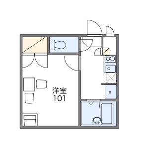 1K Apartment in Tsubakimori - Chiba-shi Chuo-ku Floorplan