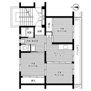 3DK Mansion in Naneicho - Tottori-shi Floorplan