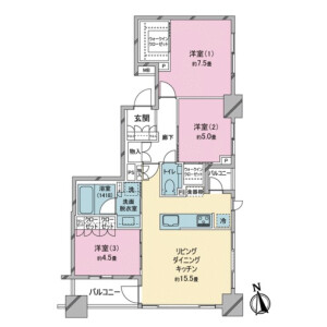 3LDK Mansion in Uchikanda - Chiyoda-ku Floorplan