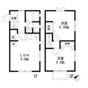 2LDK Terrace house in Tomiokanishi - Yokohama-shi Kanazawa-ku Floorplan