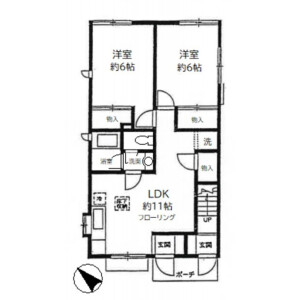 2LDK Apartment in Shimouma - Setagaya-ku Floorplan