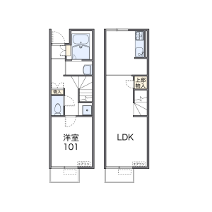 1LDK Apartment in Ningyo - Konosu-shi Floorplan
