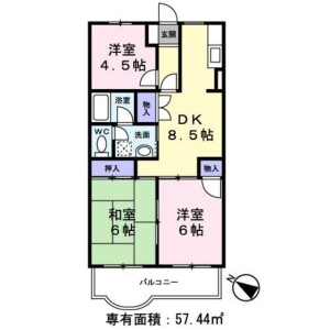 3DK Mansion in Kamidaira - Fussa-shi Floorplan