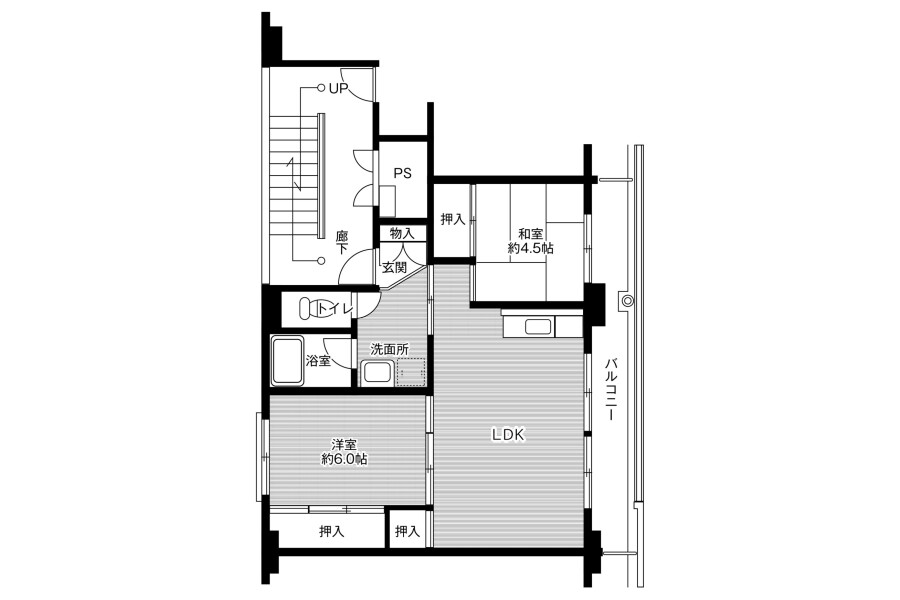 2LDK Apartment to Rent in Uozu-shi Floorplan