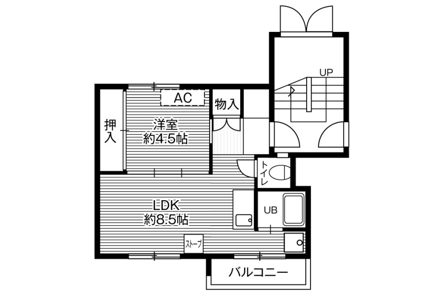 1LDK Apartment to Rent in Muroran-shi Floorplan