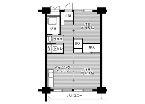 2DK Apartment to Rent in Amagasaki-shi Floorplan