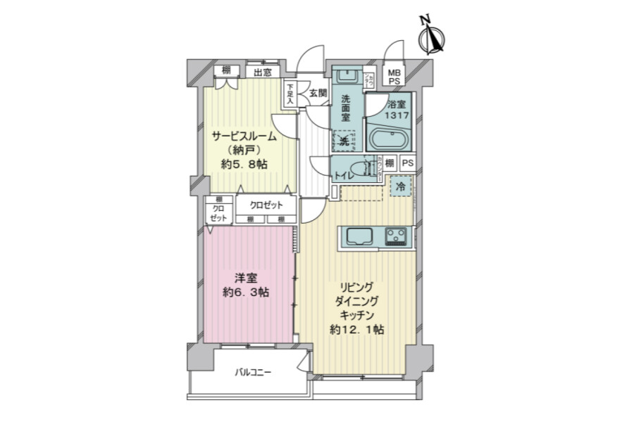 1SLDK Apartment to Buy in Minato-ku Floorplan
