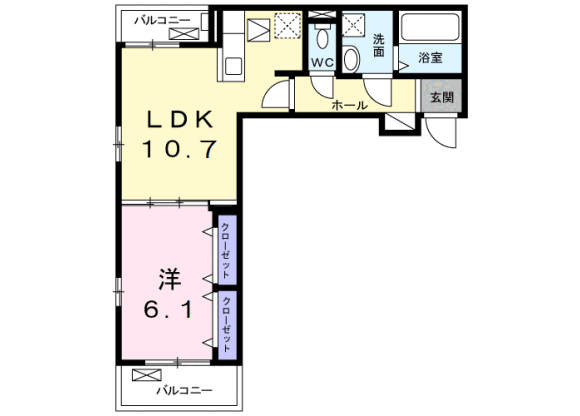 1LDK Apartment to Rent in Kamakura-shi Floorplan