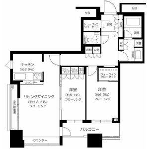 2LDK Mansion in Nishishinjuku - Shinjuku-ku Floorplan