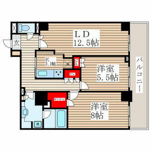 2LDK Mansion in Tsukuda - Chuo-ku Floorplan