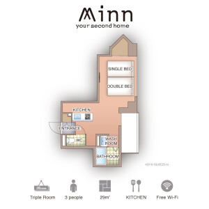 Minn Umeda-North - Serviced Apartment, Osaka-shi Fukushima-ku Floorplan