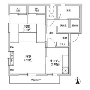 2K Apartment in Nakamachi - Setagaya-ku Floorplan