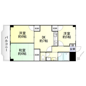 3DK Mansion in Higashiyotsugi - Katsushika-ku Floorplan