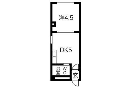 1DK Apartment to Rent in Sapporo-shi Chuo-ku Floorplan