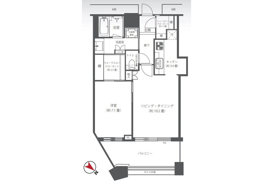 1LDK Apartment to Buy in Minato-ku Floorplan