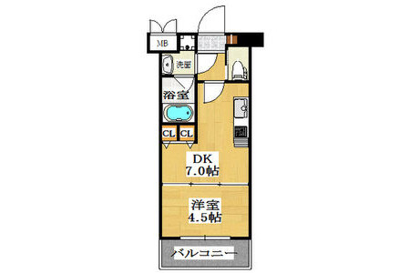 1DK Apartment to Rent in Nishinomiya-shi Floorplan