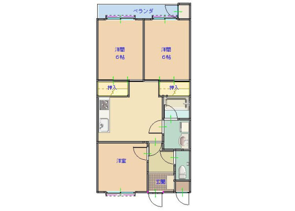 3DK Apartment to Rent in Chiba-shi Hanamigawa-ku Floorplan